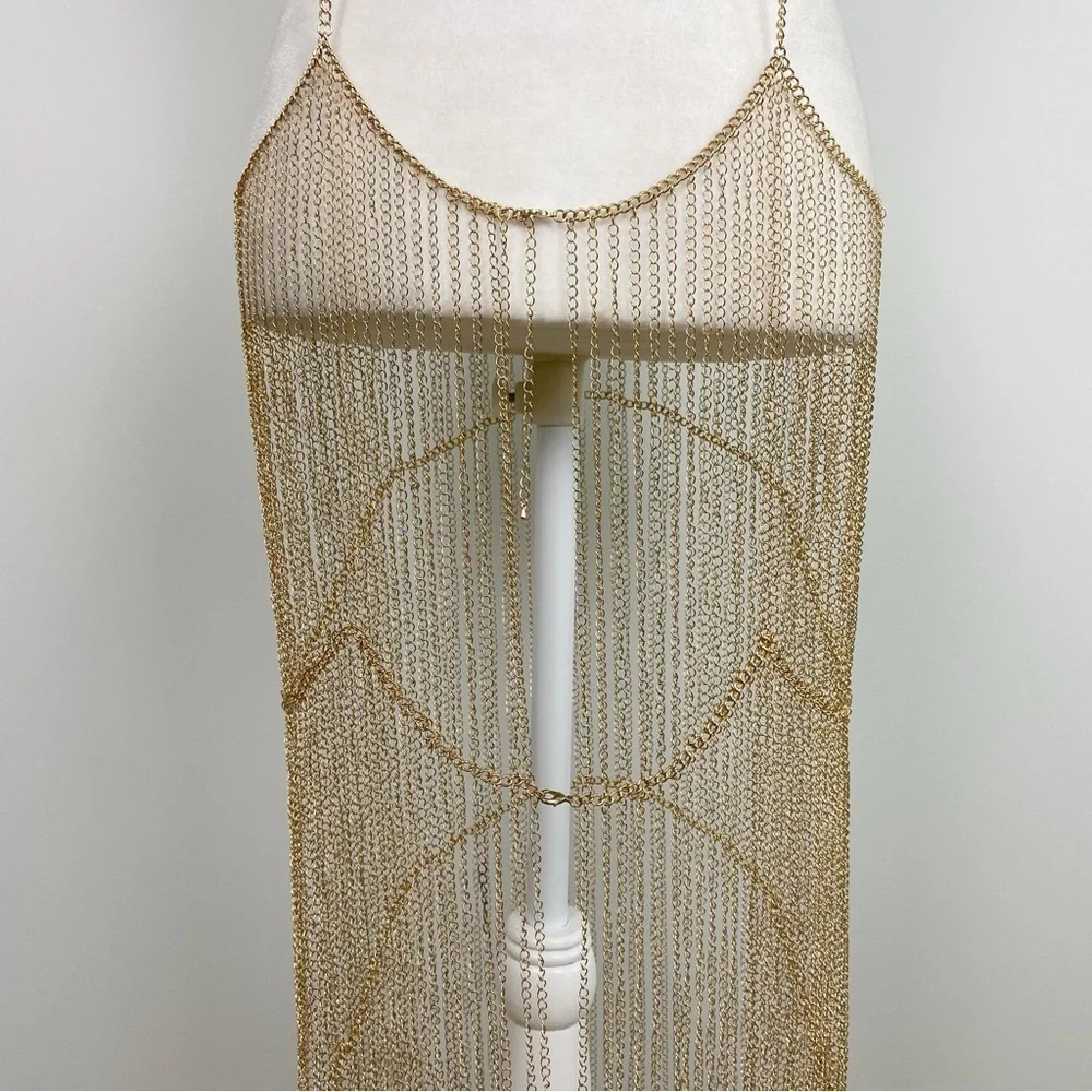 Michael Costello x REVOLVE Zayd Chain Dress in Gold - Picture 6 of 7